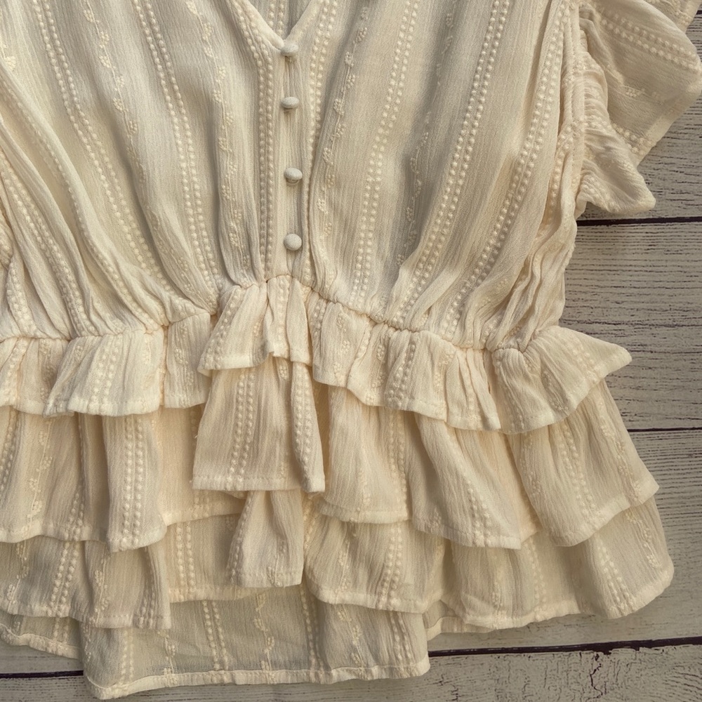 EXPRESS Tiered Ruffle Embroidered Top - Picture 5 of 11
